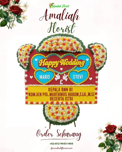 Karangan Papan Bunga Pernikahan di Taman Sidoarjo